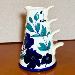 4pc Hand Painted Stackable Ceramic Measuring Cups